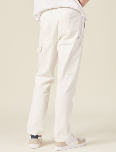 Jeans relax charpentier denim blanc homme