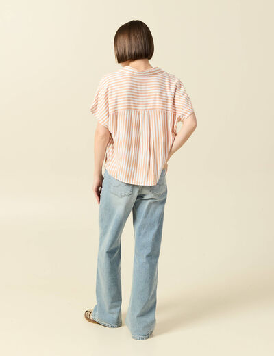 Chemise manches 3/4 orange femme