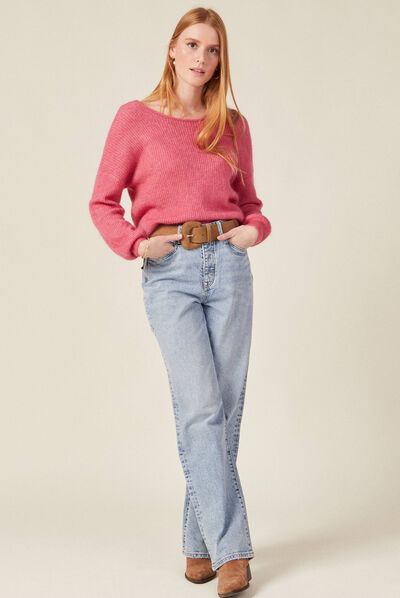 Pull manches longues 2-en-1 terracotta femme