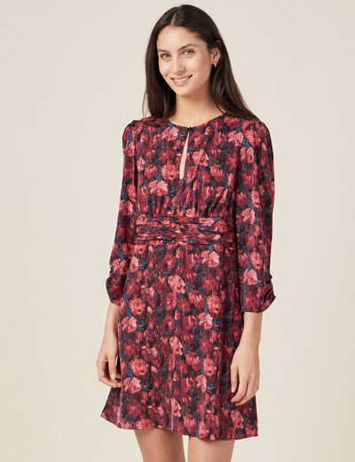 Robe droite manches 3/4 noir femme