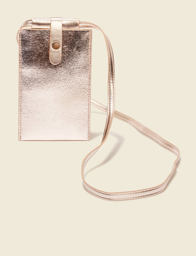 Pochette de téléphone couleur or femme