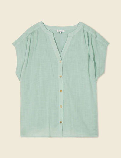 Chemise manches courtes vert pastel femme