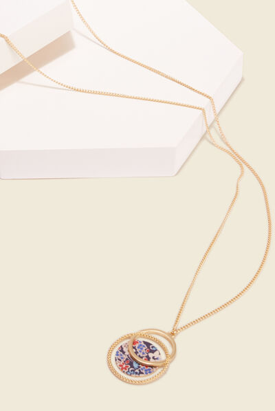 Collier avec pendentif bleu marine femme