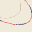 Collier 2 rangs avec perles rose saumon femme