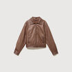 Blouson manches longues similicuir marron femme