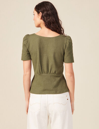 T-shirt manches courtes vert kaki femme