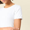 T-shirt manches courtes côtelé blanc femme