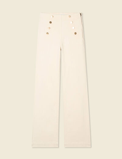 Jeans flare à pont denim blanc femme