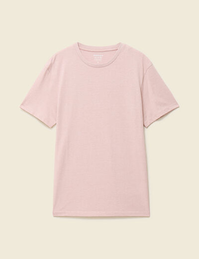 T-shirt cintr&eacute; col rond manches courtes vieux rose homme