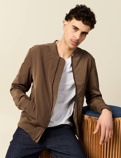 Blouson teddy éco-responsable marron homme