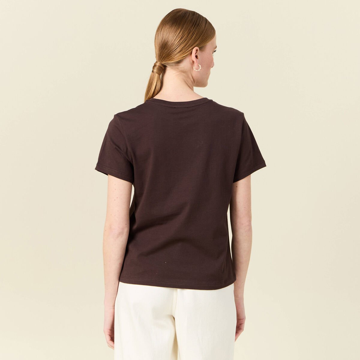 T-shirt éco-responsable marron femme