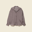 Chemise boyfriend courte manches longues marron fonc&eacute; femme