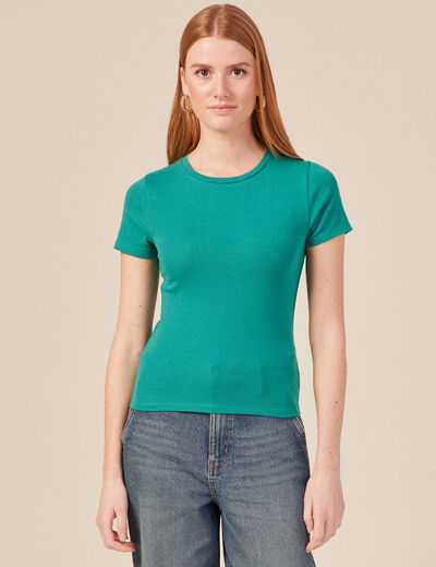 T-shirt manches courtes vert turquoise femme