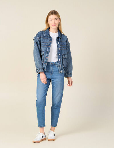 Jeans mom 7/8ème denim stone femme