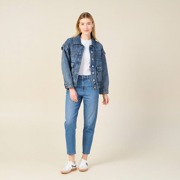 Jeans mom 7/8ème denim stone femme