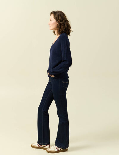 Pull manches longues bleu marine femme