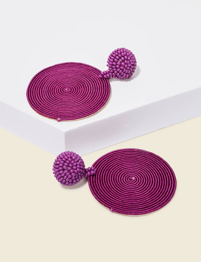 Boucles d'oreilles pendantes rose framboise femme