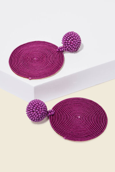 Boucles d'oreilles pendantes rose framboise femme