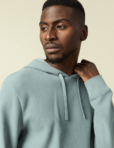 T-shirt &agrave; capuche bleu gris homme