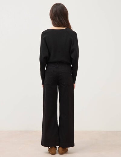 Jeans large taille haute denim noir femme