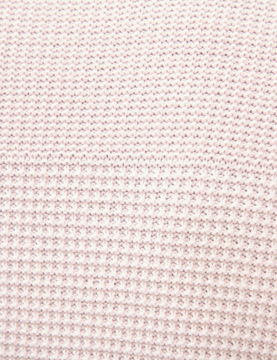 Pull col rond manches longues en coton rose poudr&eacute;e homme