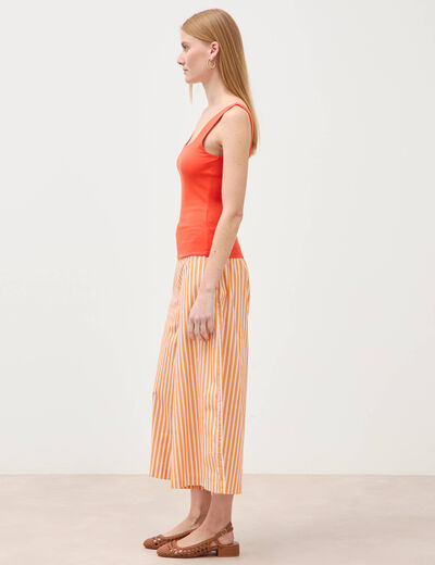 D&eacute;bardeur ajust&eacute; col carr&eacute; orange fonc&eacute; femme