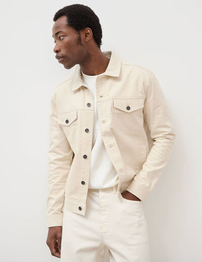 Veste manches longues col classique ecru homme