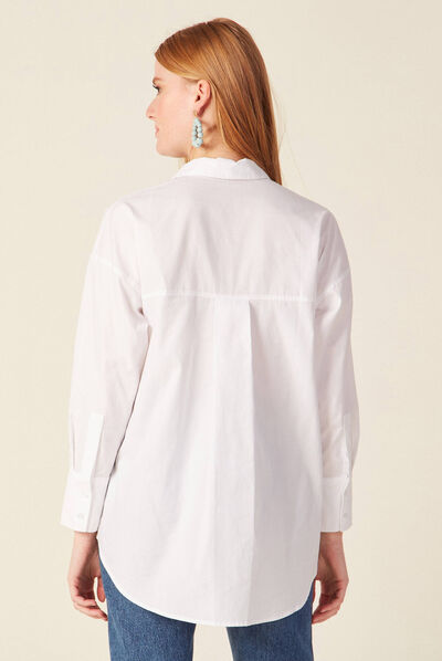 Chemise manches longues blanc femme