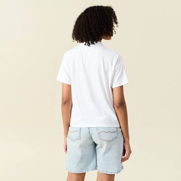 t shirt manches courtes brode blanc femme T-shirt manches courtes brodé blanc femme