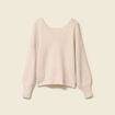 Pull ajour&eacute; col V manches longues creme femme