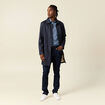 Chemise cintr&eacute;e en coton manches longues bleu marine homme