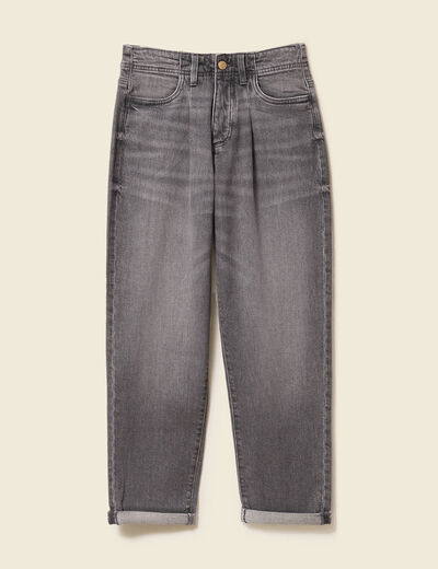 Pantalon mom taille haute 7/8ème denim denim gris femme