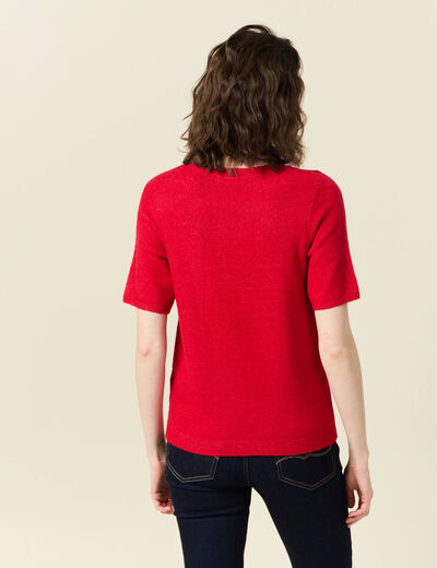 Pull manches courtes rouge femme