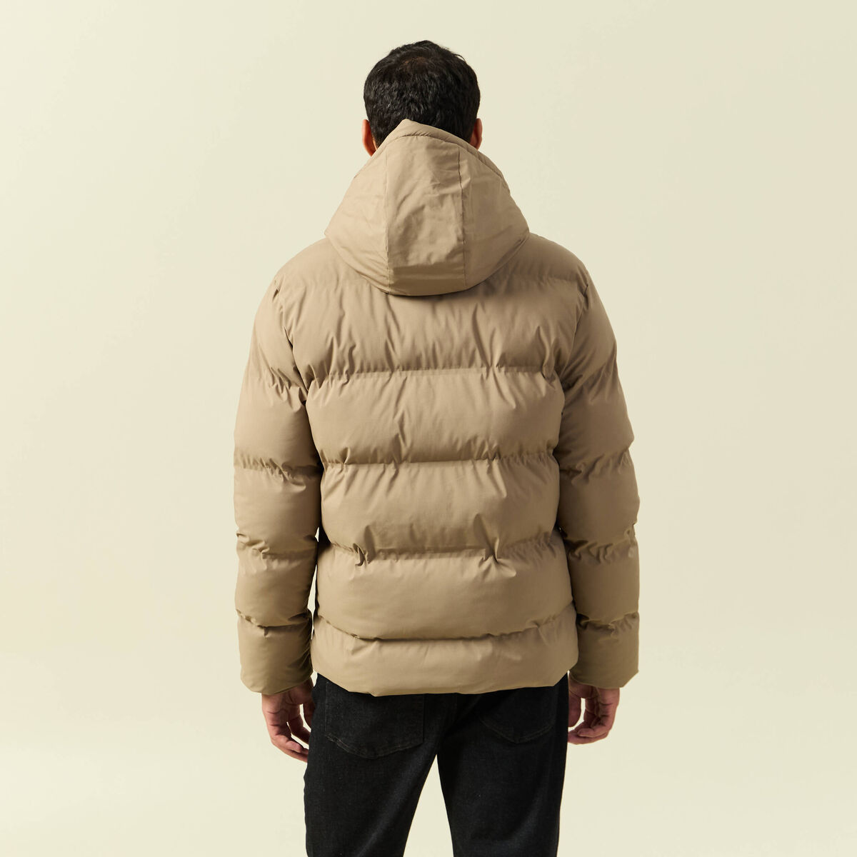 Doudoune avec capuche taupe homme
