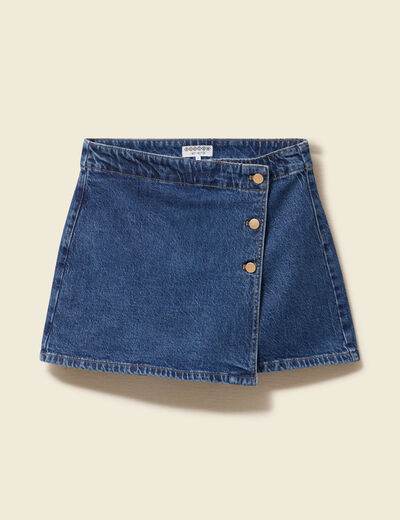 Jupe-short taille haute en jeans denim stone femme