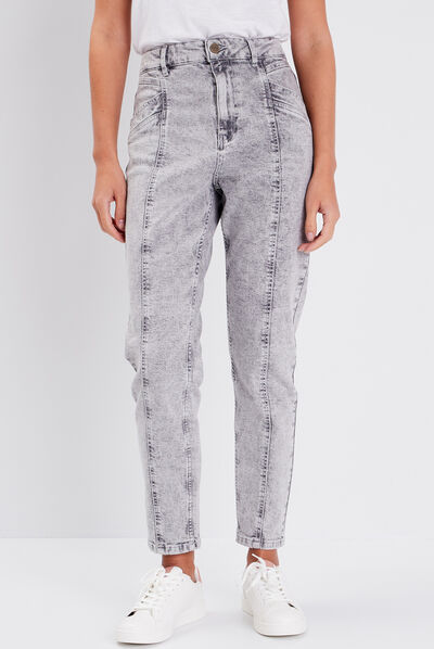 Jeans slouchy denim snow gris femme