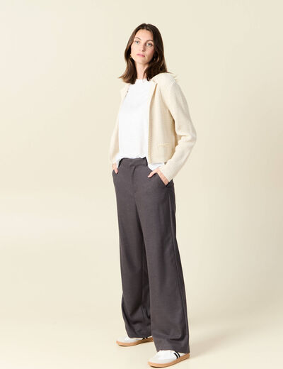 Gilet manches longues creme femme