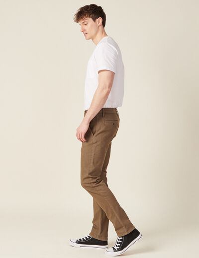 Pantalon chino slim taupe homme