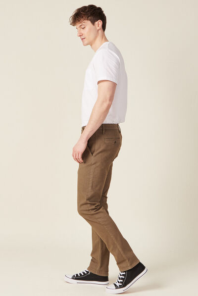 Pantalon chino slim taupe homme