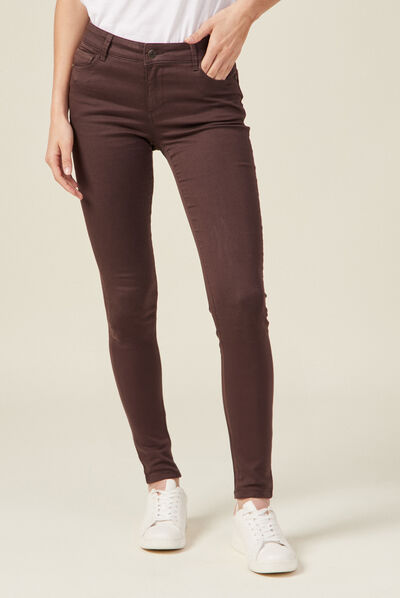 Pantalon Audrey - skinny push up marron foncé femme