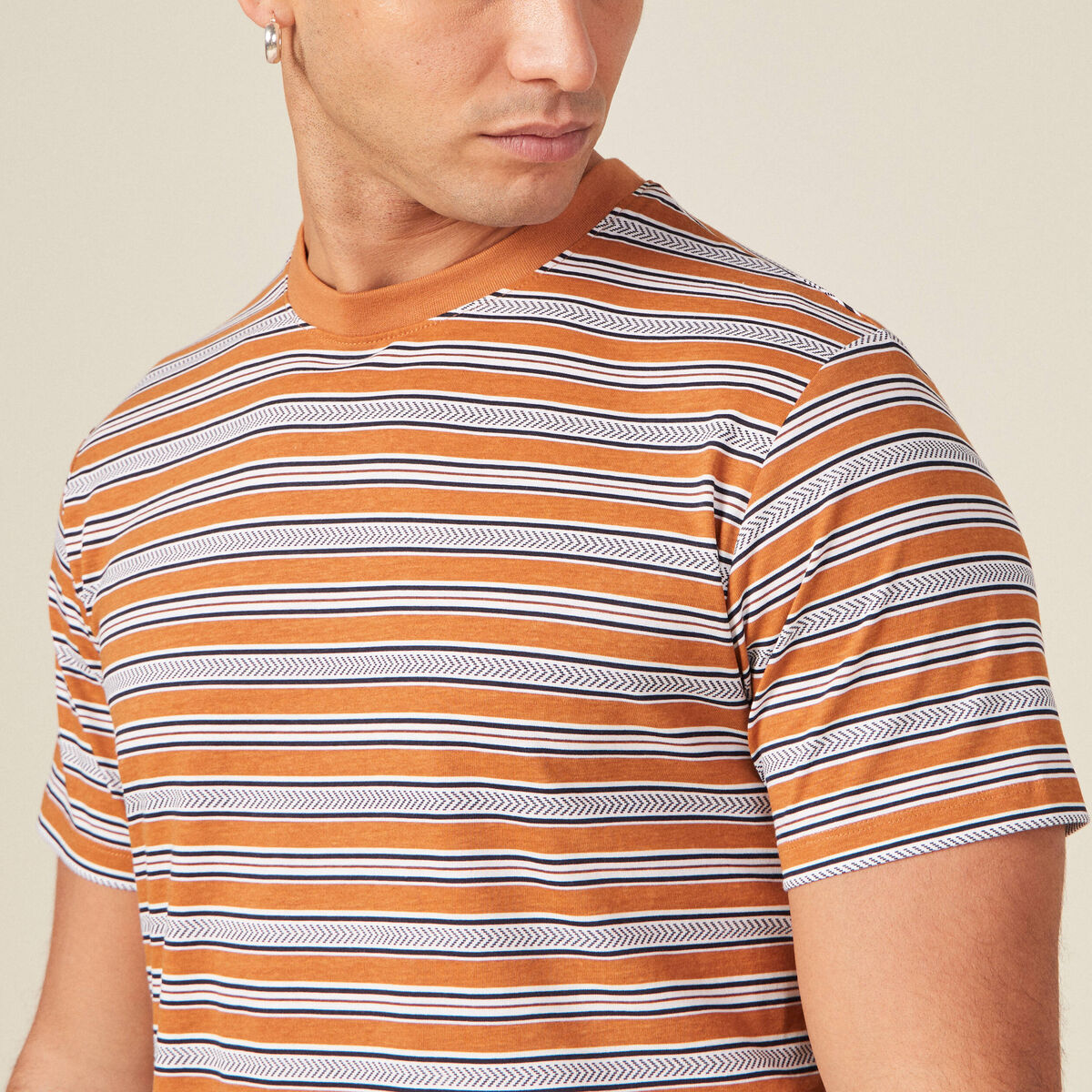 T-shirt manches courtes marron clair homme