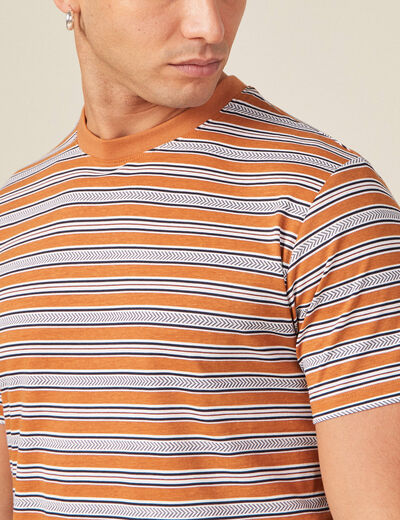 T-shirt manches courtes marron clair homme