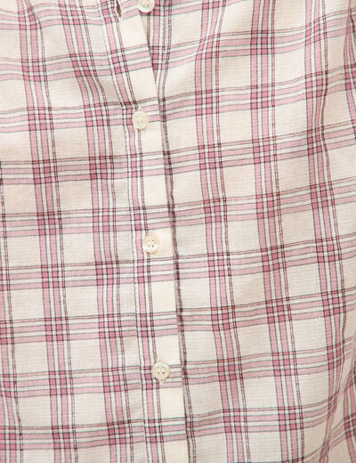 Chemise oversize &agrave; carreaux marron cognac femme