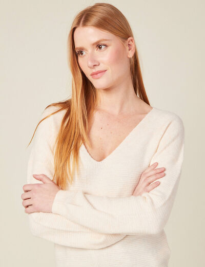 Pull manches longues ecru femme