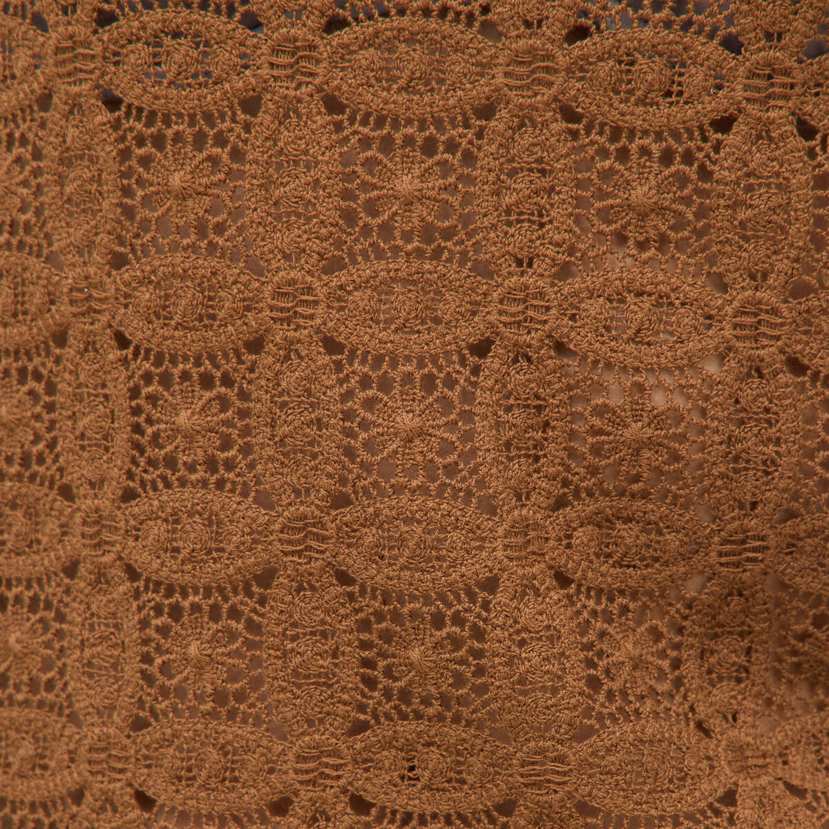 T-shirt manches longues en dentelle marron femme