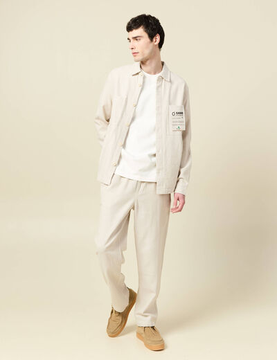 T-shirt ample col rond coton ecru homme