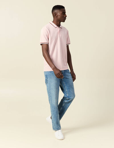 Polo manches courtes rose pastel homme