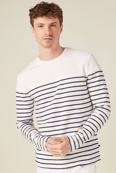 T-shirt manches longues ecru homme