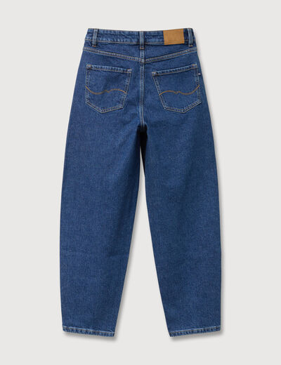 Jeans barrel taille haute 7/8&egrave;me denim brut femme