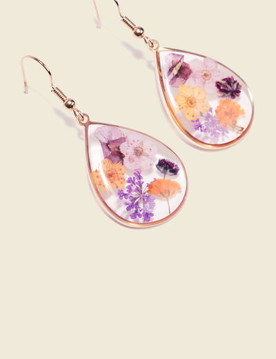 Boucles d'oreilles pendantes violet clair femme